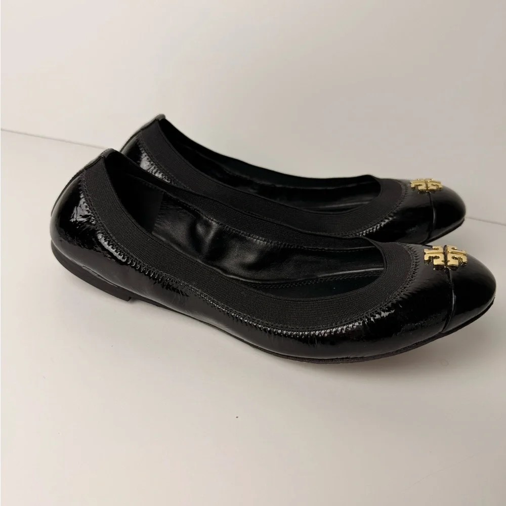 Tory Burch Jolie‎ Leather Ballet Flats Black Size 7.5
